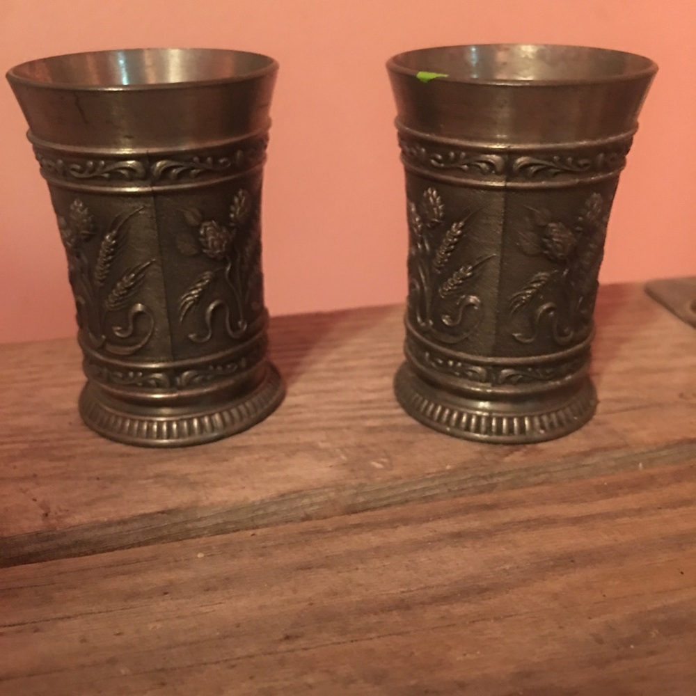 SKS Zinn German pewter shot glasses